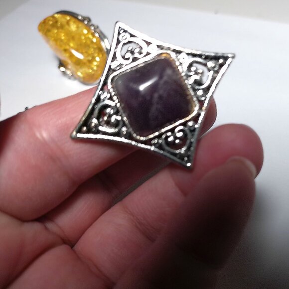 Rings set of 4 adjustable size chunky stylish fashion jewelry - Picture 3 of 6